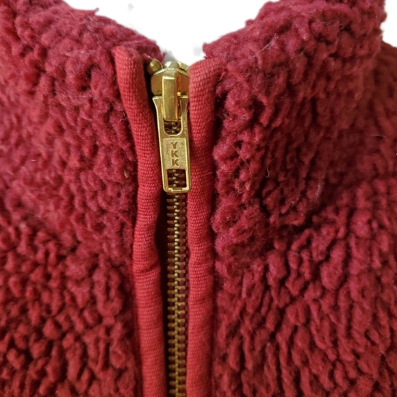 J Crew Factory Mercantile Fleece Vest  Burgundy Size XS - Picture 2 of 5